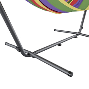 Amaca Da Giardino Con Supporto In Acciaio Portata 200 Kg Regolabile Telo Cotone Resistente Esterno Terrazzo Borsa 265x110x100 Cm Multicolore Rosso