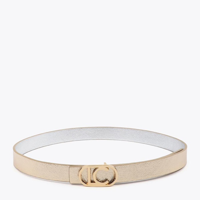 Cintura reversibile con fibbia ovale con logo