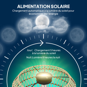 Lampadaire extérieur LED style bohème abat-jour résine tressée effet rotin