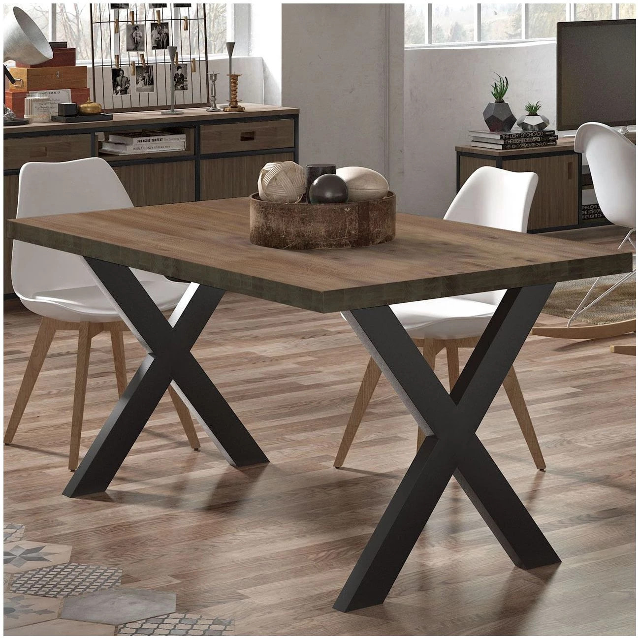 Mesa de comedor X-Loft 140 Roble boreal – Negro