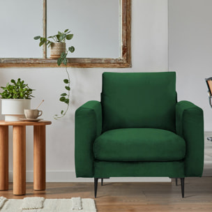 Fauteuil Caruso Velours Vert - 1 Place