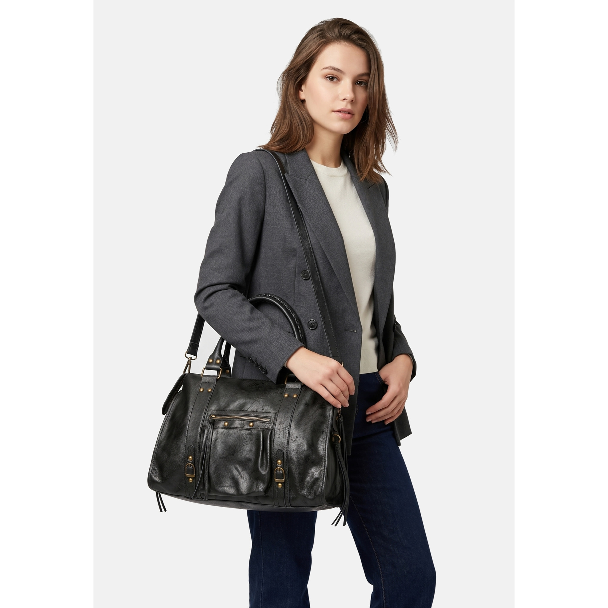 Borsa a spalla da donna - Modello Clara - Vera pelle - 41.0 x 28.0 x 13.0 cm