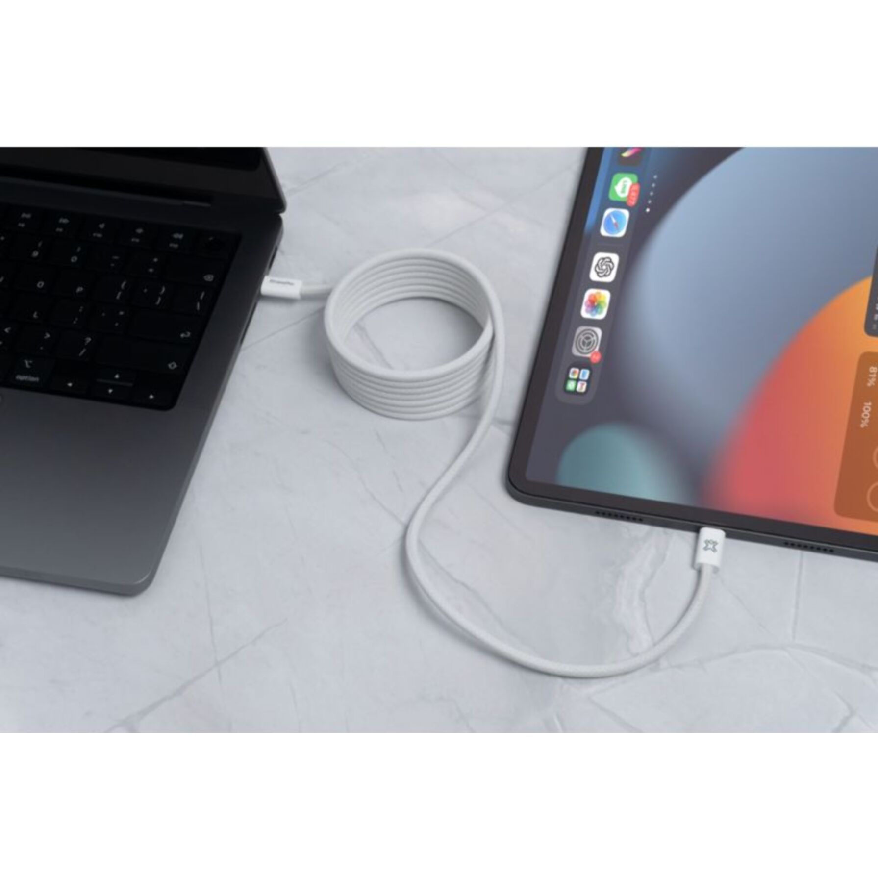 Câble USB C XTREMEMAC 2M blanc magnetique 60W