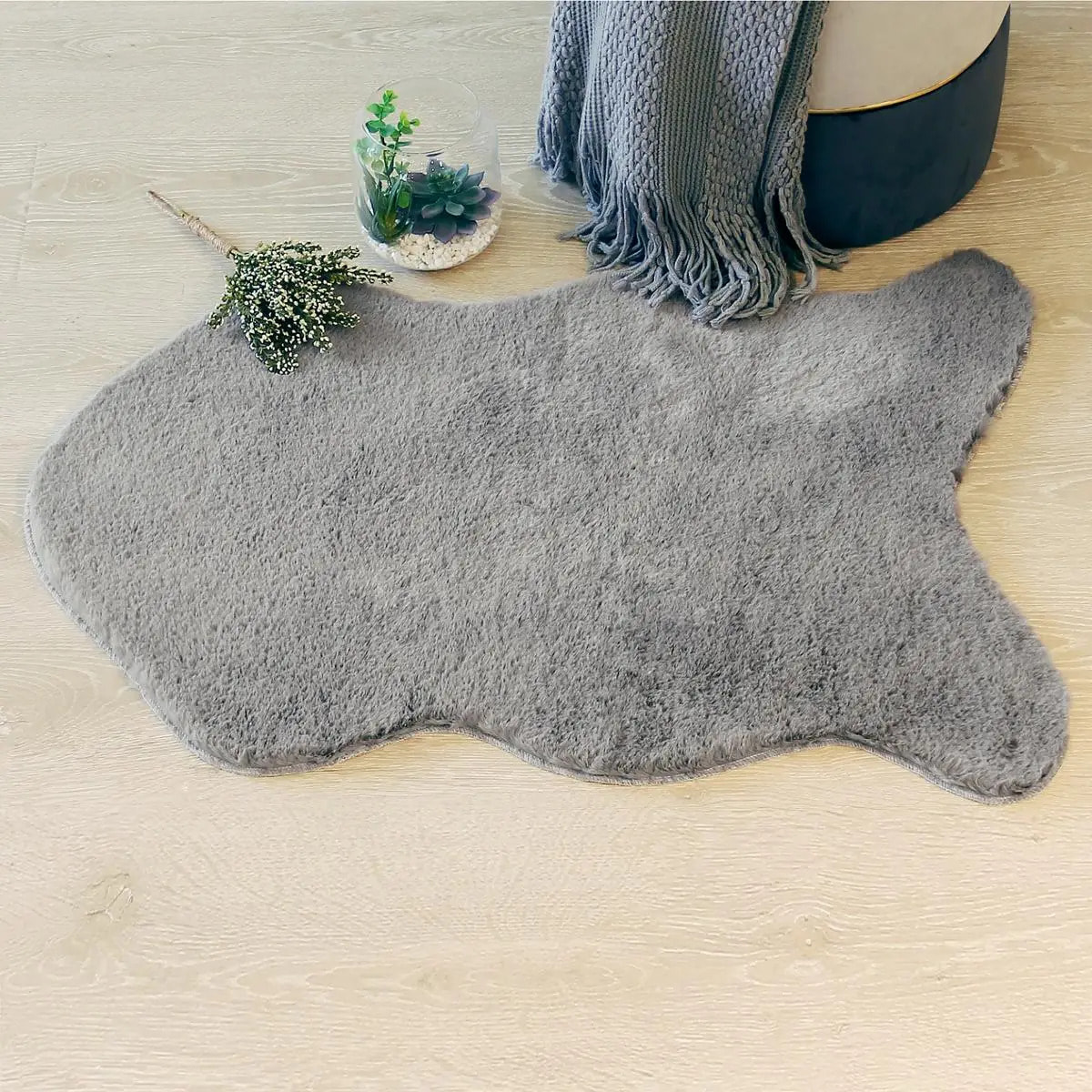Tapis effet fourrure gris 60x90cm