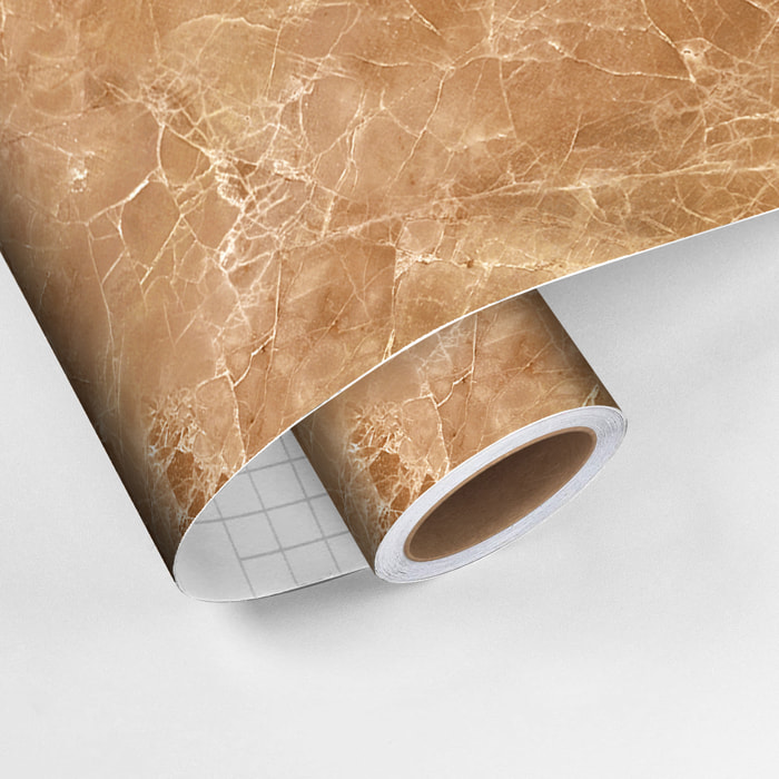 Revêtement sticker sol - MARBRE BRUN CAPPUCCINO - Rouleau adhésif Protection Anti-dérapant