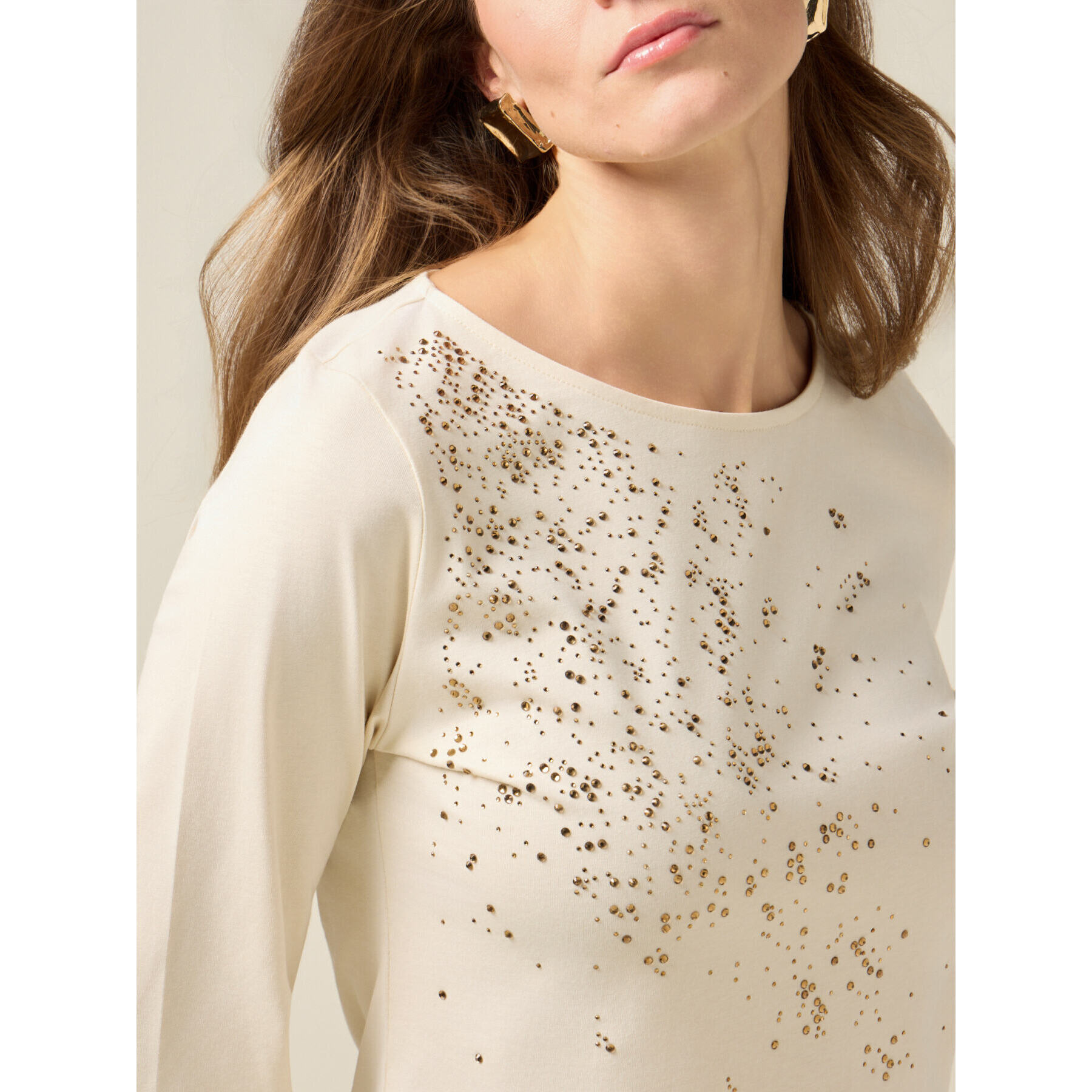 Oltre - Camiseta de algodón con aplicaciones - Blanco