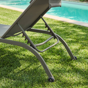 Bain de soleil acier multi positions avec coussin et roulettes (lot de 2) ONA