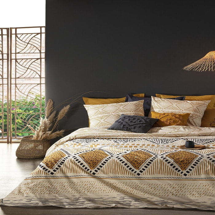 Parure de lit imprimée "Rayures Kilim" - coton 260x240 cm