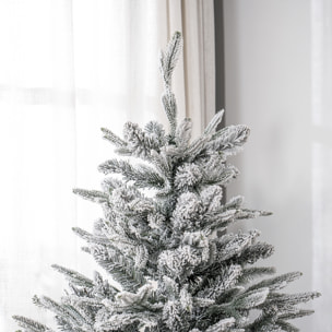 HOMCOM Albero di Natale Innevato 180cm con 2531 Rami Alto e Stretto con Base Pieghevole, Verde