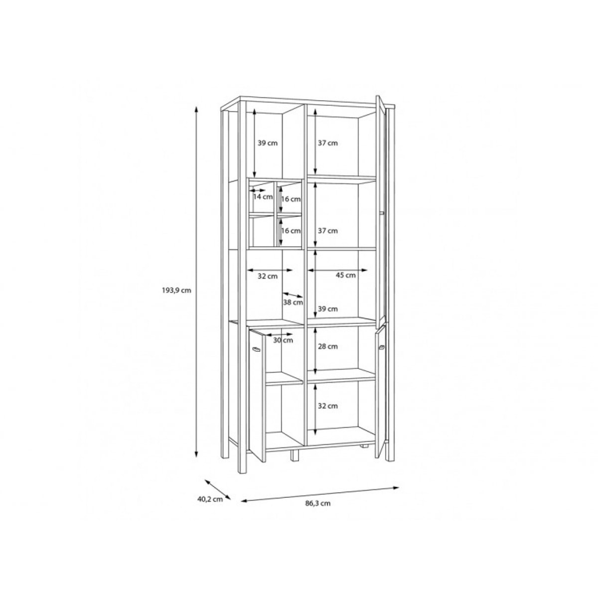 Vitrine multiples rangements en bois effet chêne - MIAMI