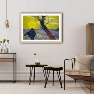 Poster Le semeur au soleil couchant - Vincent Van Gogh Affiche + cadre en bois - Chêne