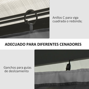 4 Paredes Laterales para Cenador 3x2 m Laterales de Carpa con Ganchos Cortinas sin Ventanas Reemplazo Lateral para Carpa de Jardín Exterior Fiesta Gris Claro