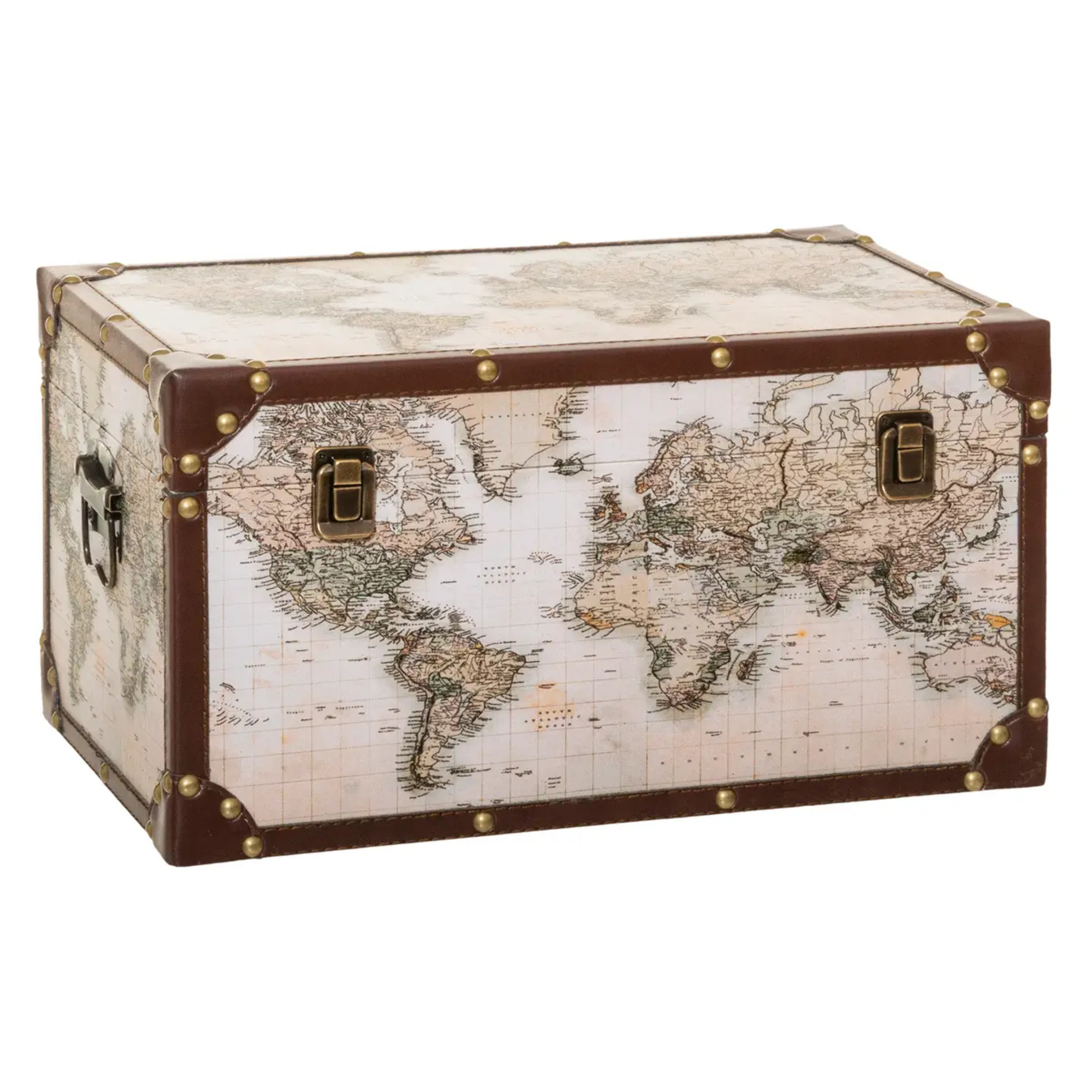 Set de 4 malles "Anzo" map monde bois