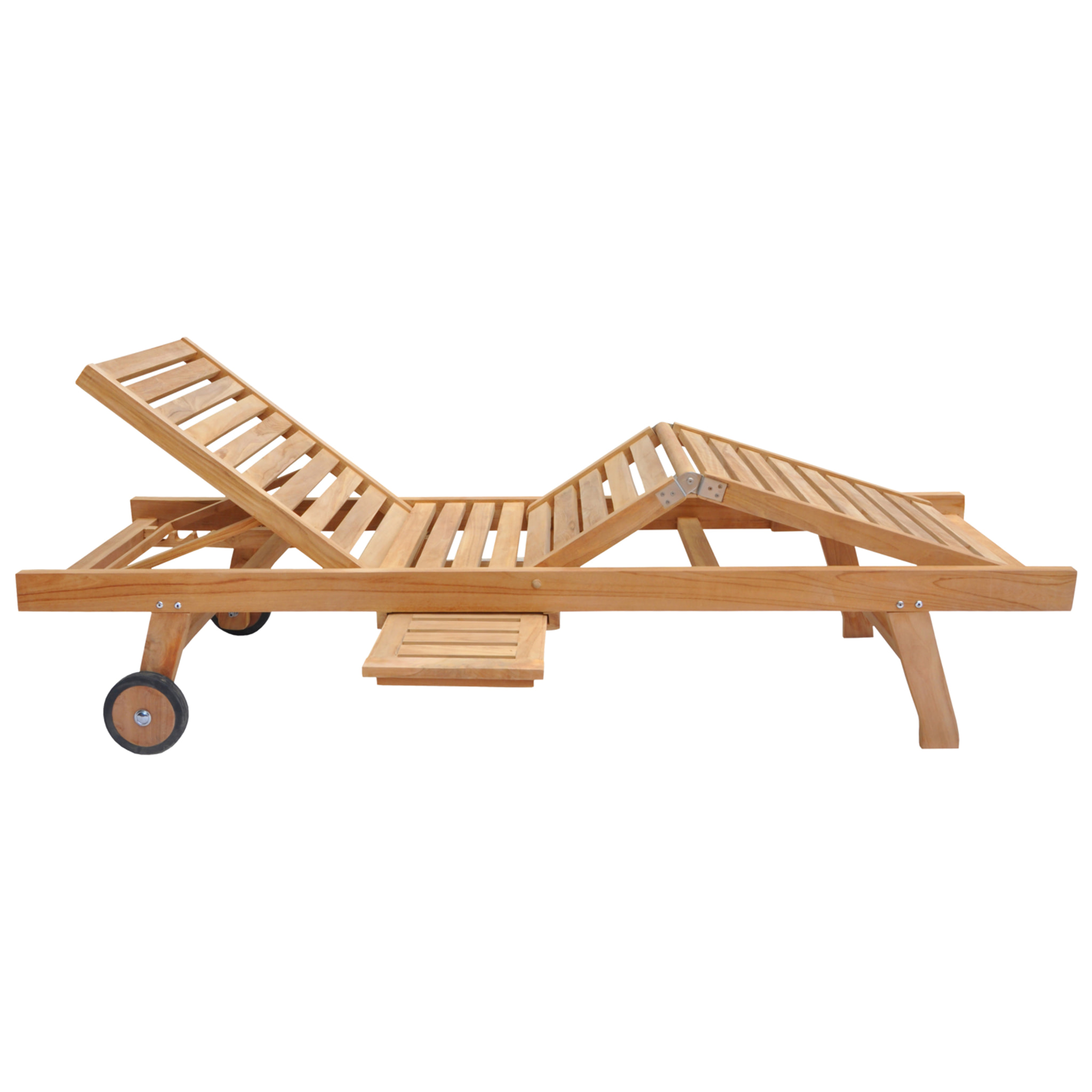 Ensemble bain de soleil pliant en teck avec table d'appoint LOMBOK