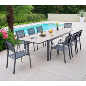 Ensemble table et chaises de jardin  - effet bois - OLERON