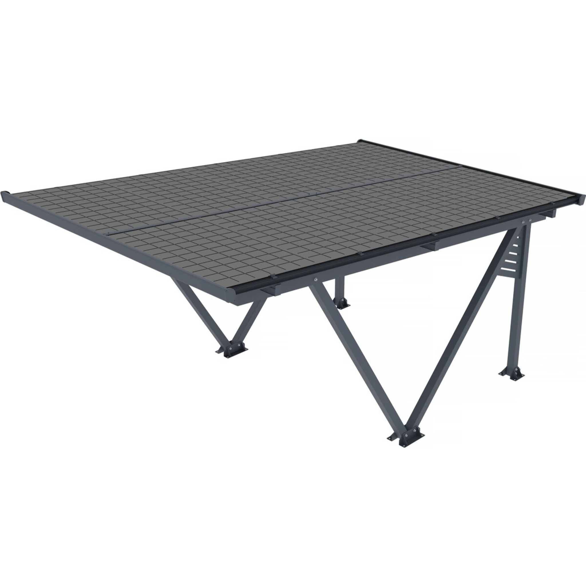 Ombrière Carport solaire avec panneaux photovoltaïques - 366 x 575 x 366 cm - Gris - 4,1 kW