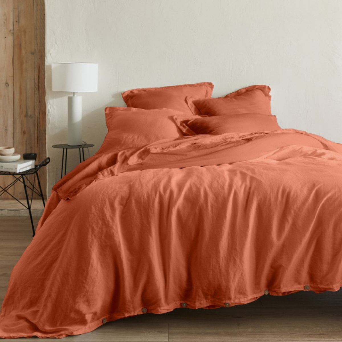 Drap plat Organic terracota - 50% Chanvre 50% Coton Bio