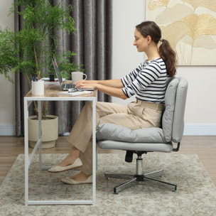Silla de Escritorio Giratoria Silla de Oficina con Altura Ajustable Función de Basculante Base Cruzada sin Brazos y Asiento Amplio para Estudio Dormitorio Gris