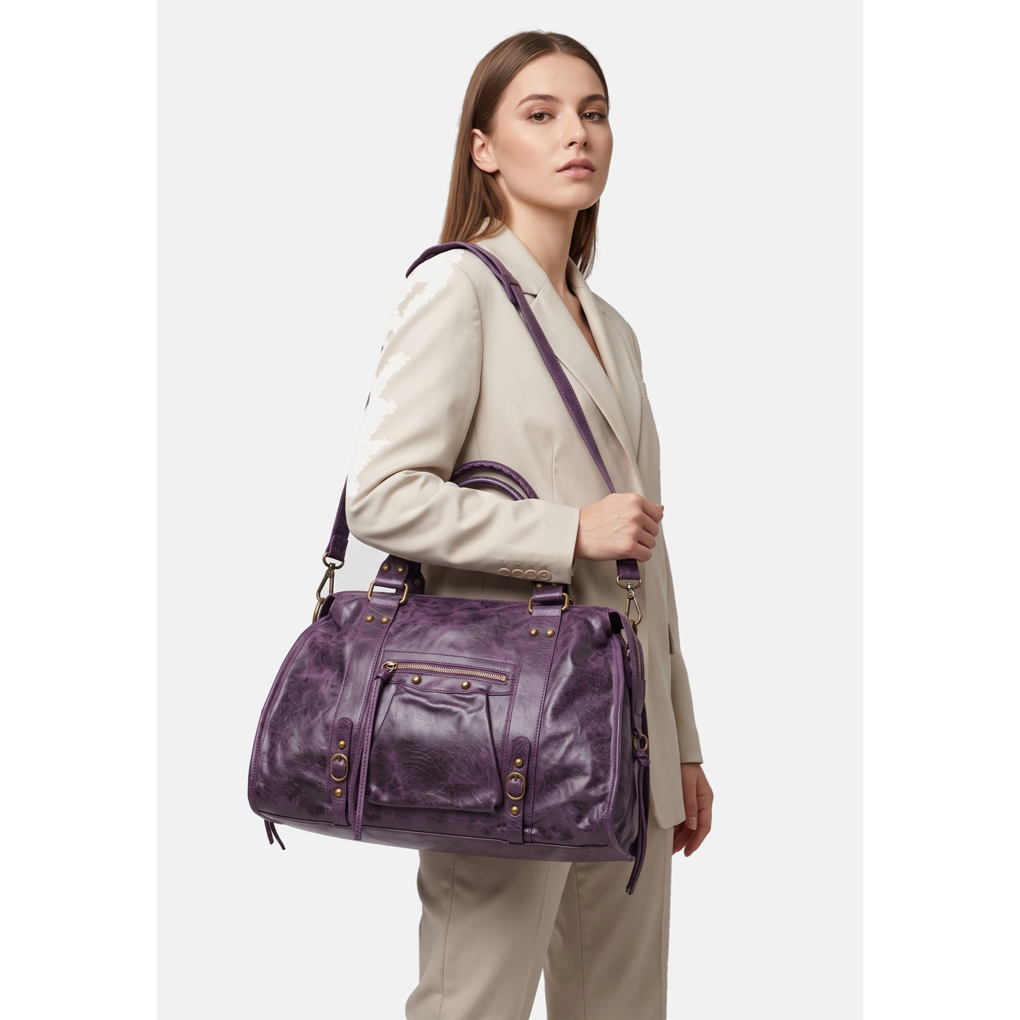 Borsa a spalla da donna - Modello Clara - Vera pelle - 41.0 x 28.0 x 13.0 cm