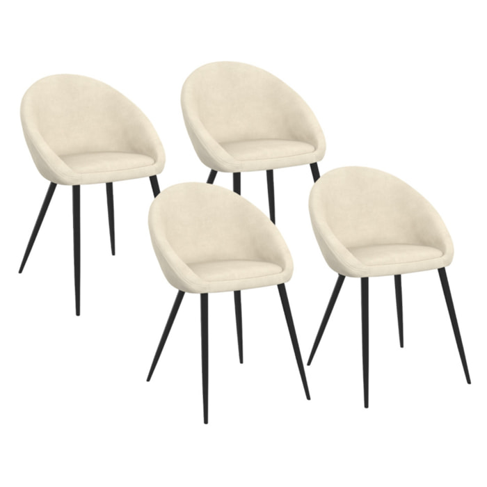 Chaises Dory en velours et pieds noirs