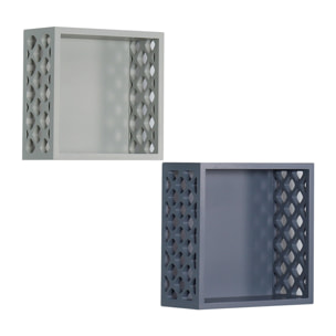 Set 2 Mensole a Cubo Missouri in Legno Blu e Verde
