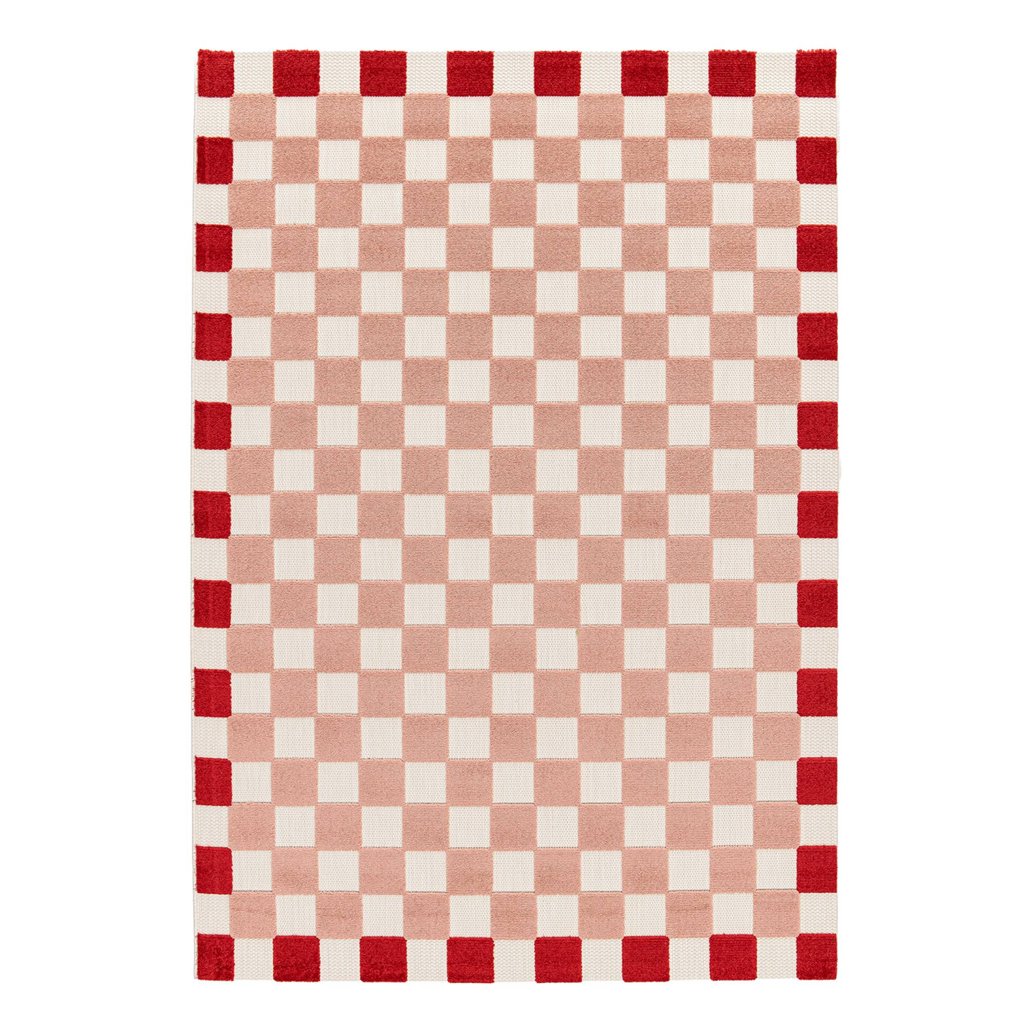 Tapis intérieur/extérieur damier rose et rouge  MONA