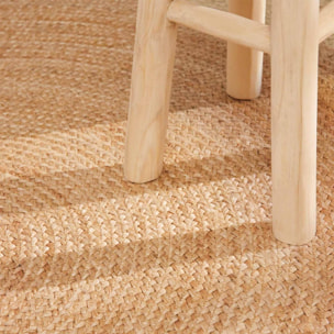 Tapis rond, motif simple authentique, voxa, jute tissé à la main