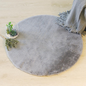 Tapis extra doux - effet fourrure - gris D80 cm