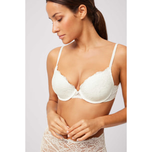 Reggiseno push-up in pizzo avorio, coppa B