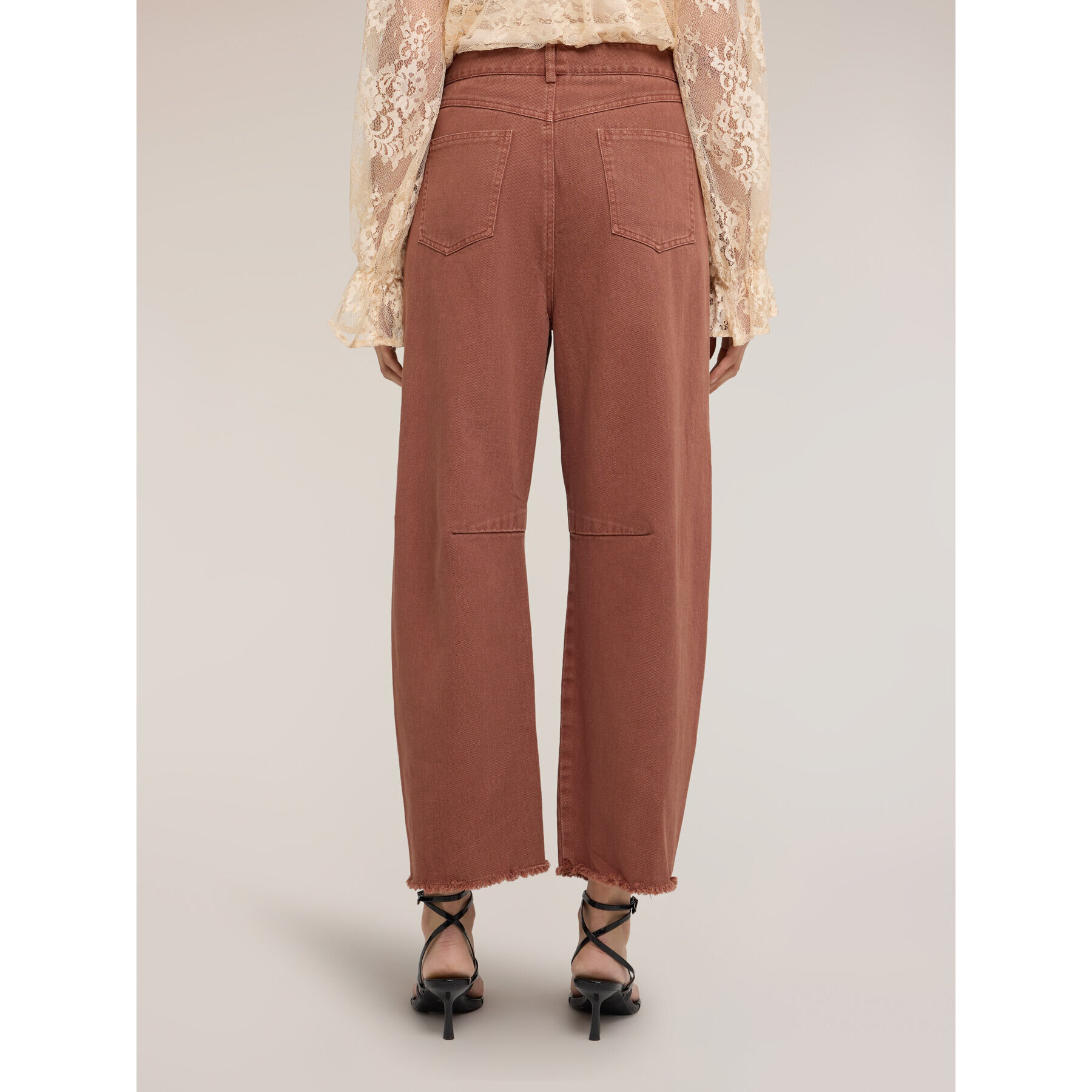 Motivi - Pantaloni balloon in drill di cotone - Marrone