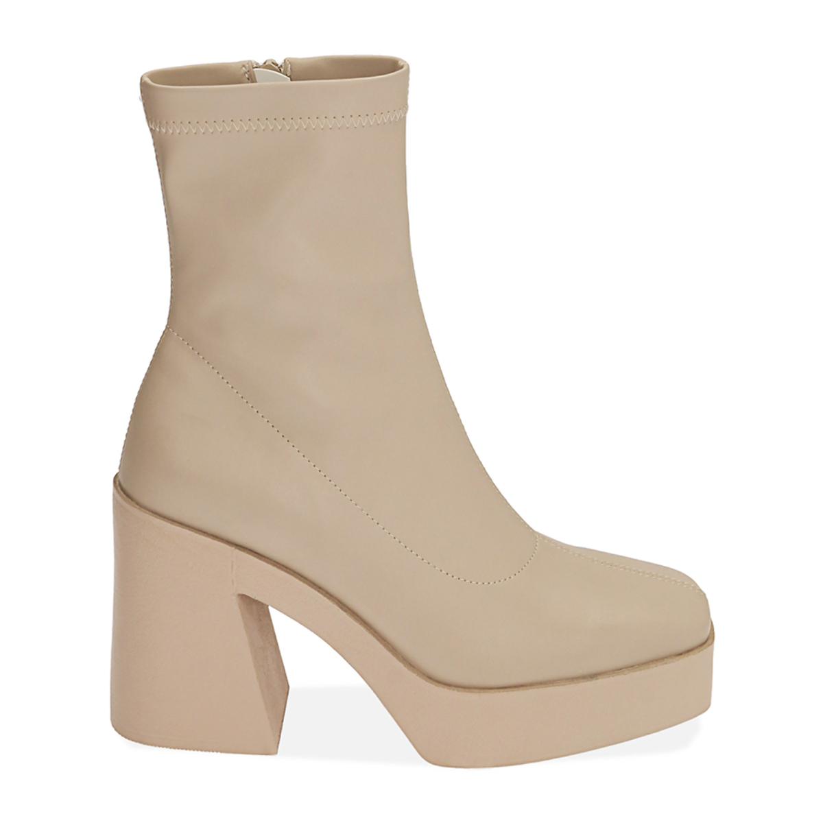 Ankle boots platform panna, tacco 10 cm