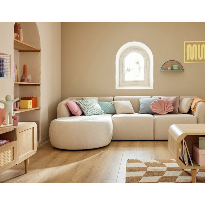 Ikare - module d'assise méridienne gauche - en tissu - Beige