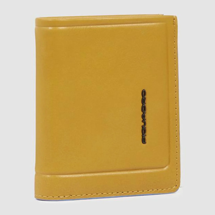 Piquadro Portafogli verticale in pelle con porta monete, porta carte di credito e protezione RFID