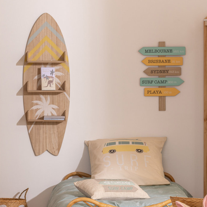 Étagère murale planche surf "Australie" 112x37cm beige