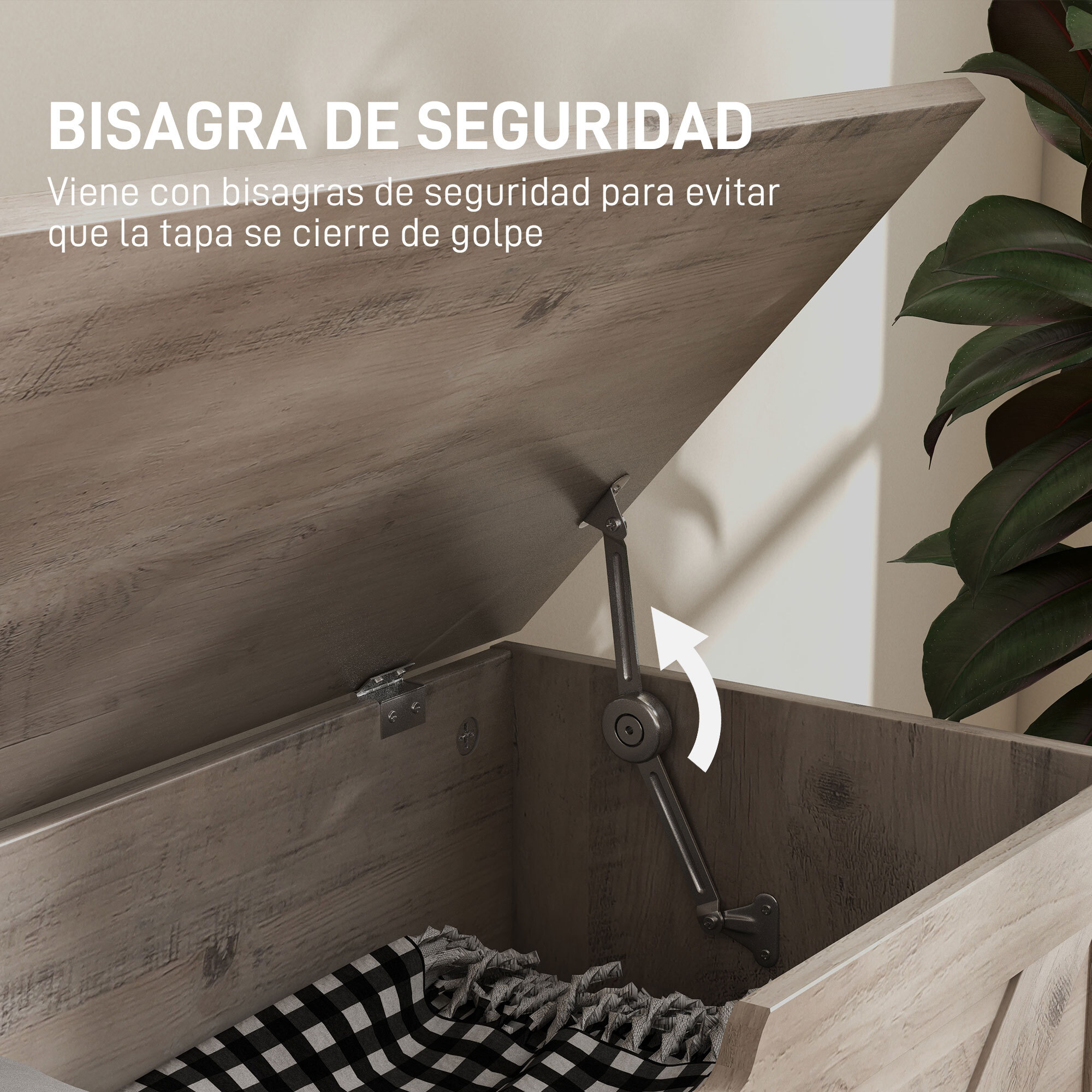 Baúl de Almacenaje para Dormitorio 100 L Banco de Almacenaje con Tapa Bisagra de Seguridad para Pasillo Salón 80x40x45 cm Gris