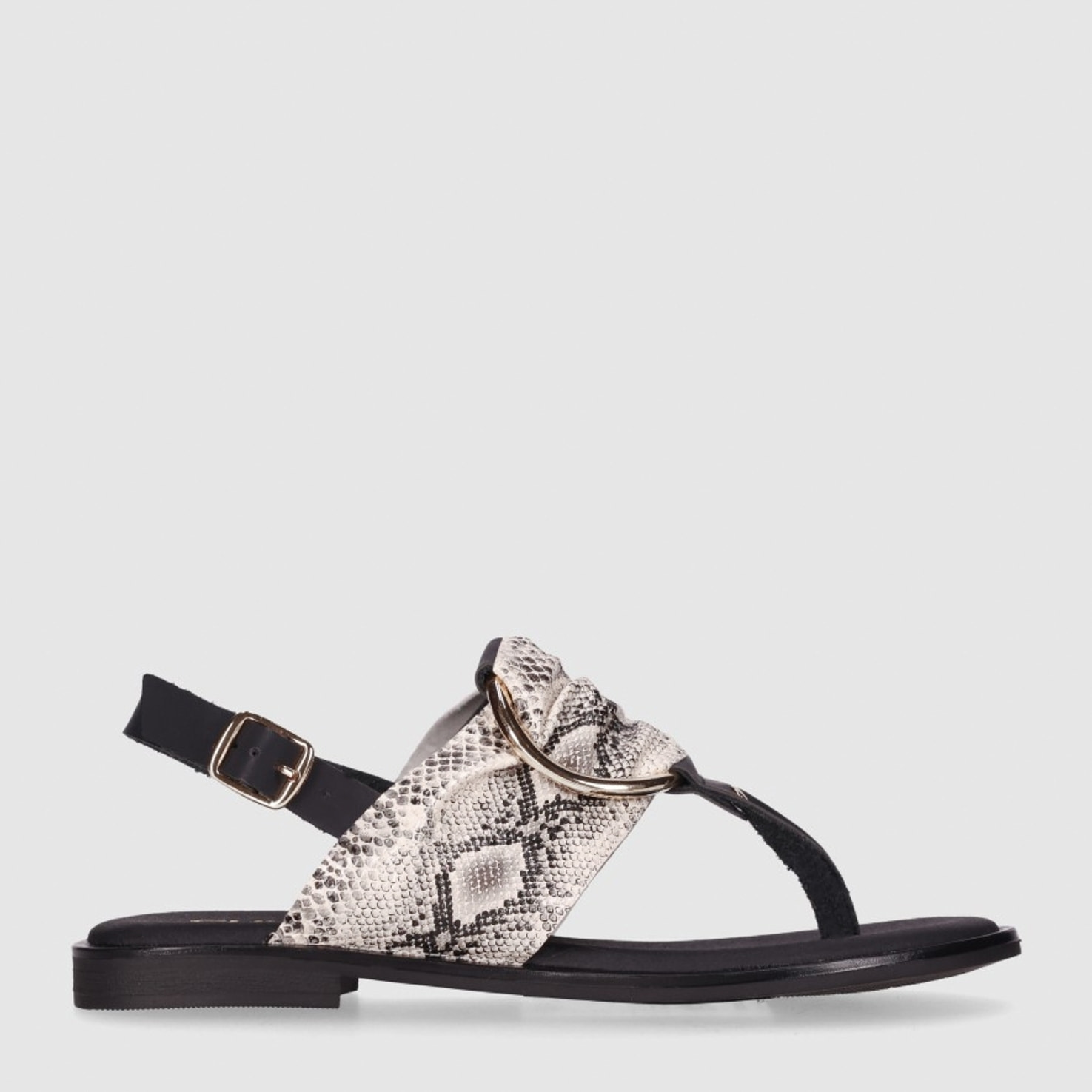 Sandalias de Piel - Serpiente - Tacón: 1 cm