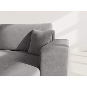 Nicole - Canapé d'angle réversible 5 places convertible avec coffre en tissu - Gris