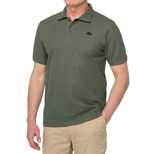 Polo color liso KITAMI algodón jacquard Verde militar