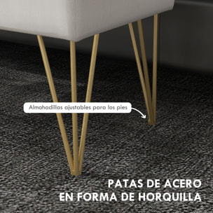 Banco Pie de Cama, Taburete Pie de Cama Tapizado en Lino Sintético con Patas de Acero y Asiento Acolchado, Estilo Moderno, Banco para Dormitorio, Entrada, Pasillo, Crema