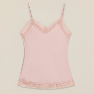 Oltre - Top lingerie in raso e pizzo - Rosa