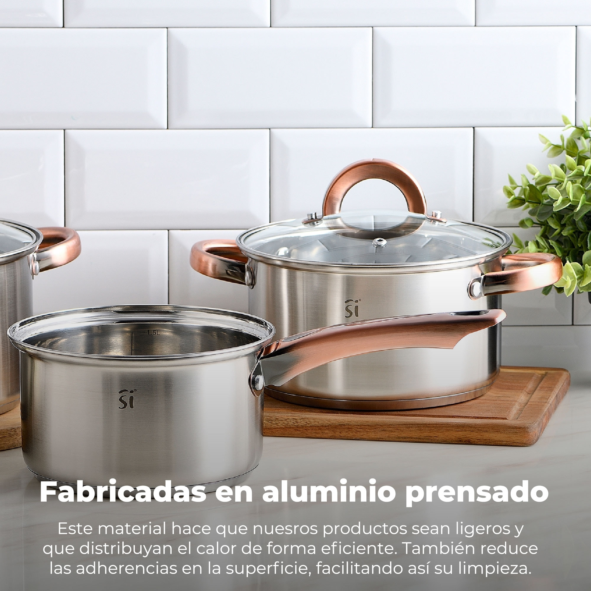 Set 8 pzs (batería de cocina onil 5 pzs + set 3 sartenes navy red & marble 16+20+24cm)