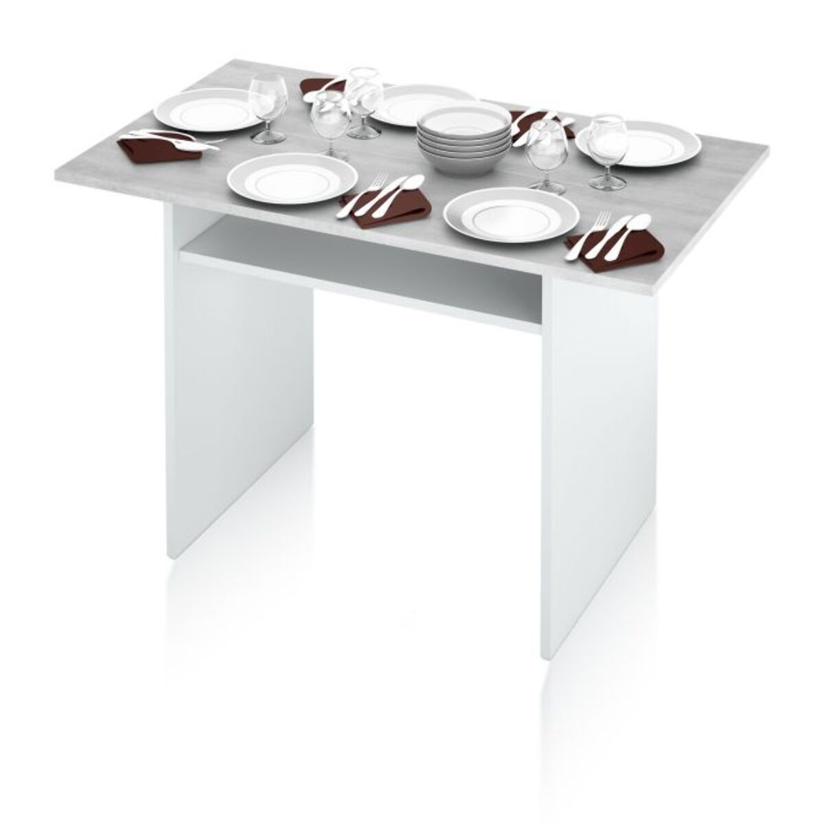 Mesa consola extensible Verti Blanco Artik (Blanco Mate) - Gris Cemento