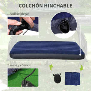 Outsunny Cama Doble de Camping Plegable con Tienda de Campaña Colchón Hinchable