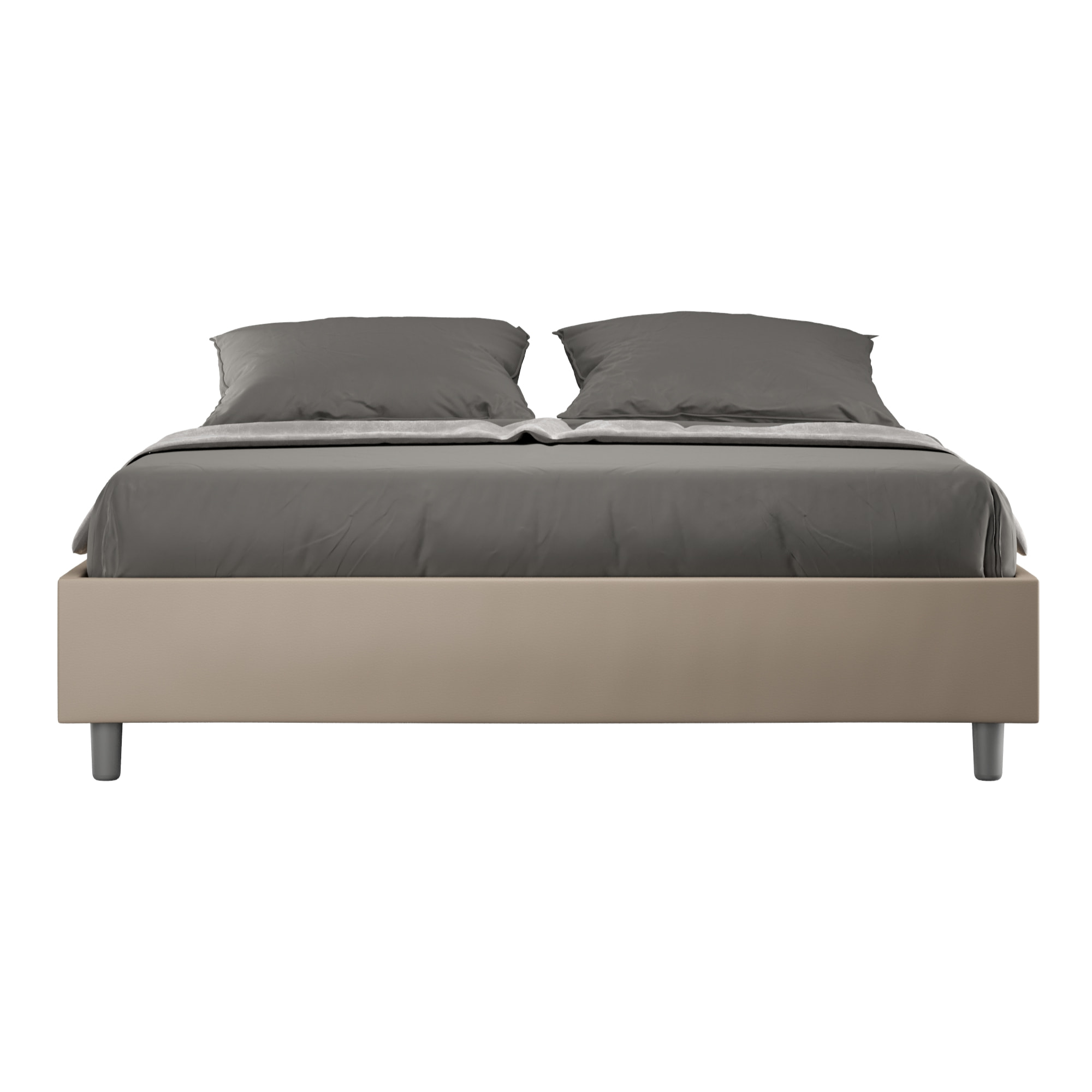 Letto matrimoniale contenitore imbottito 160x210 similpelle tortora Azelia