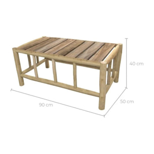 Table basse de jardin rectangulaire en teck - Ily