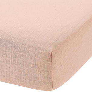 Drap housse - bonnet:30cm - 100% gaze de coton guimauve