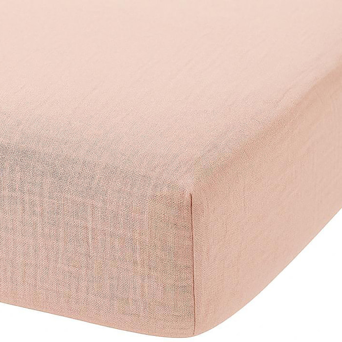 Drap housse - bonnet:30cm - 100% gaze de coton guimauve