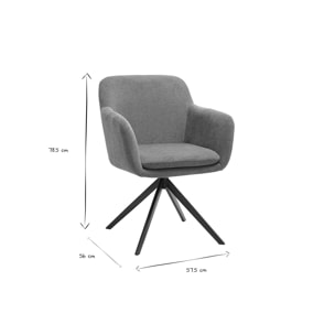 Chaise pivotante 360° en tissu chenille terre brûlée et métal noir AMIKA