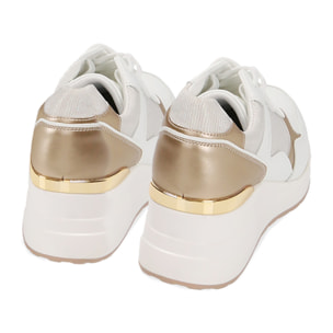Sneakers bianche, zeppa 6 cm