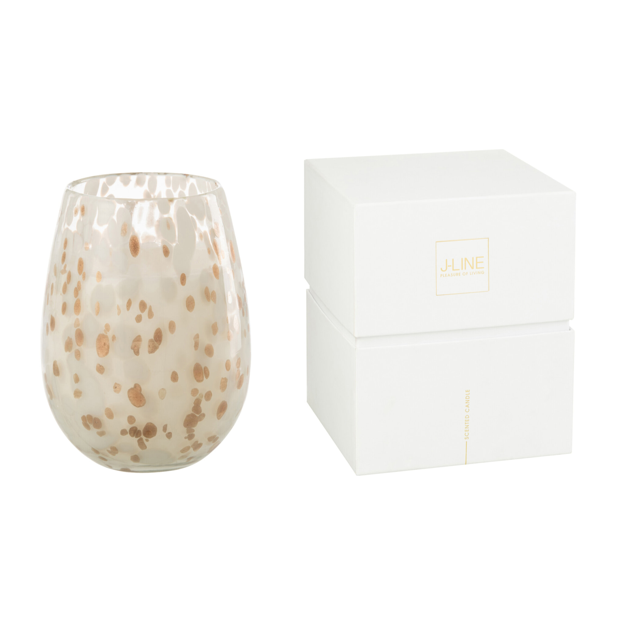 J-Line bougie parfumée Mia - Osmanthus & Suede - verre - blanc/mix - medium - 120H